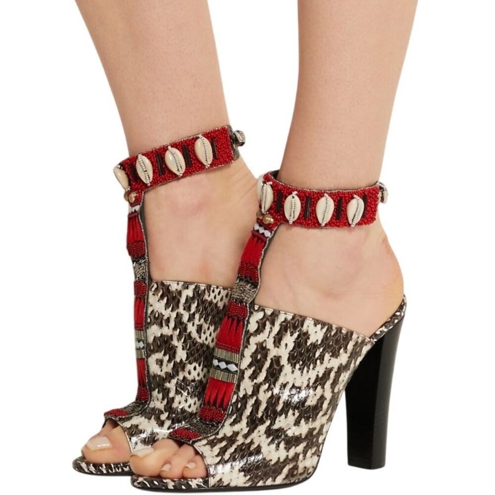 ALTUZARRA Vintage Zephyr Embellished Watersnake Heel 8.5W